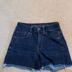 high rise blue jean shorts